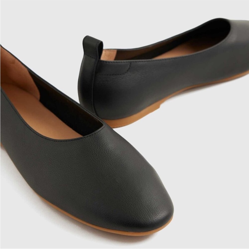 Quince Black Leather Flats